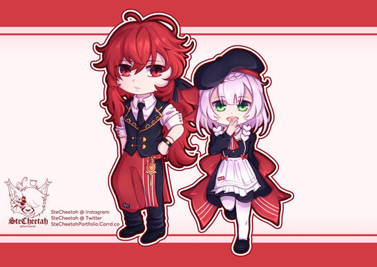 Diluc and Noelle (Genshin + KFC)